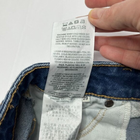 Guess Jeans High Waisted Distressed Side Slit Shorts Medium Wash Size 29. - Picture 8 of 8